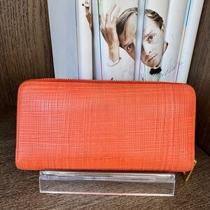 Loewe Orange Textured Anagram Zippy Wallet